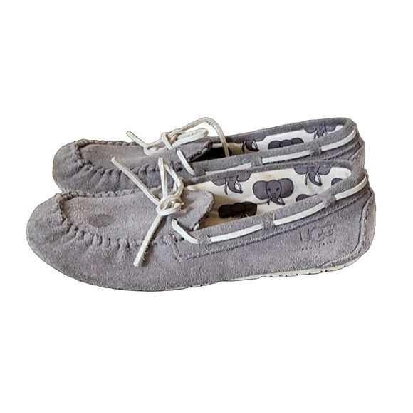 UGG Australia Ryder Elephant Kid's Gray Suede Slippers Size 3 - Picture 1 of 10
